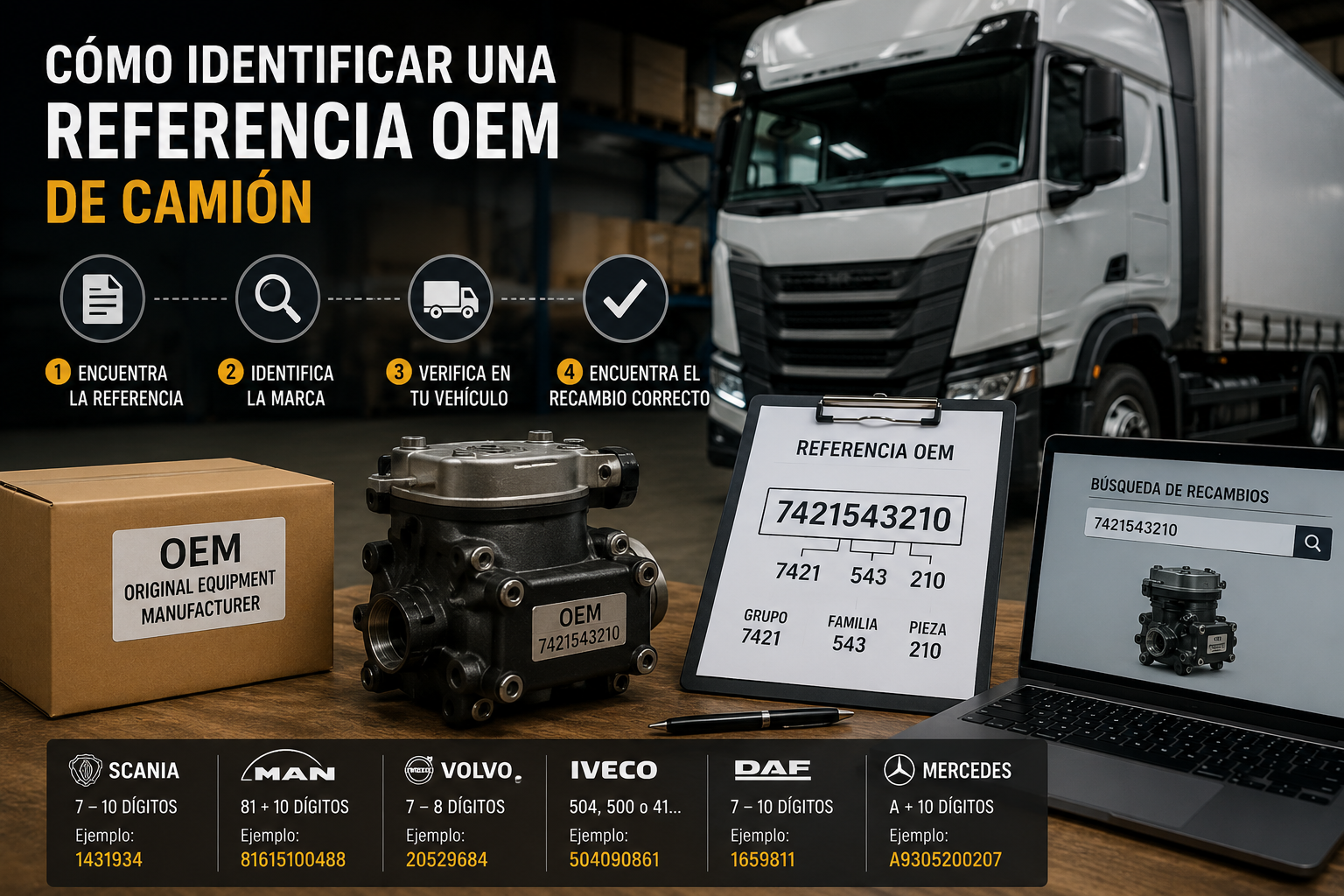 Cómo Identificar una Referencia OEM de Camión y Encontrar el Recambio Correcto
