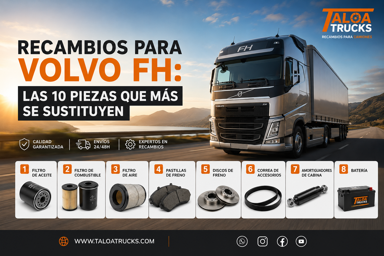 Recambios para Volvo FH: las 10 piezas que más se sustituyen