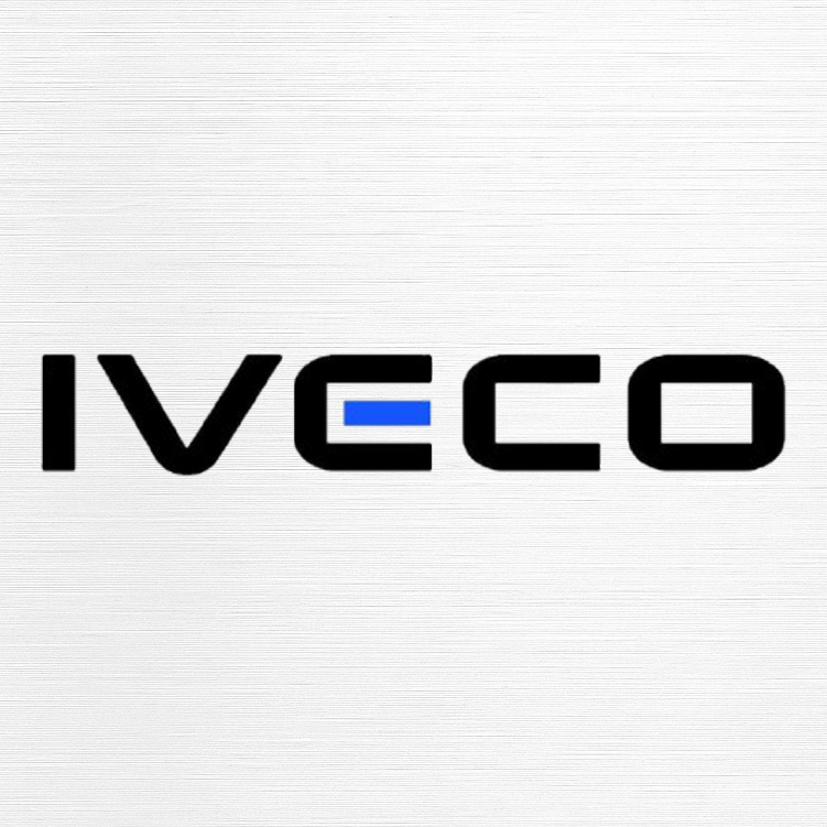 Logotipo de Iveco en letras mayúsculas, con un diseño sencillo en blanco y azul.